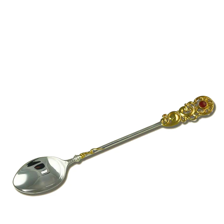 Серебряная ложка чайная с яшмой (арт. 2.91.0048)