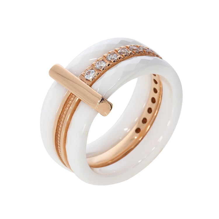 Золотое кольцо с керамикой (арт. 4129б1161а) цена - 0 грн, фото - купить винтернет-магазине Золотая Королева