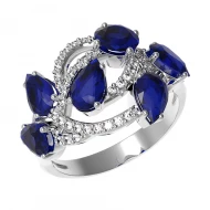 Серебряное кольцо с сапфиром синим гидротермальным (арт. 1379/1p-HSPH)