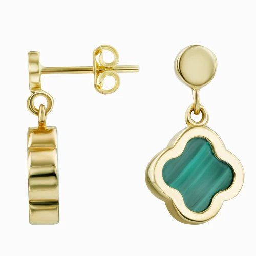Золотые серьги-подвески с малахитом (арт. 4020036мж)
