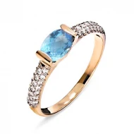 Золотое кольцо с топазом swiss blue (арт. 02-0240)