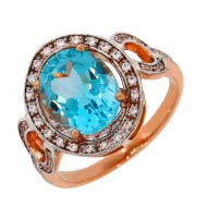 Золотое кольцо с топазом swiss blue (арт. 02-0241)