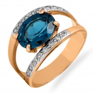 Золотое кольцо с топазом swiss blue (арт. КБ071)