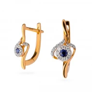 Золотi сережки з діамантами з сапфіром (арт. E25191-9.200-744)