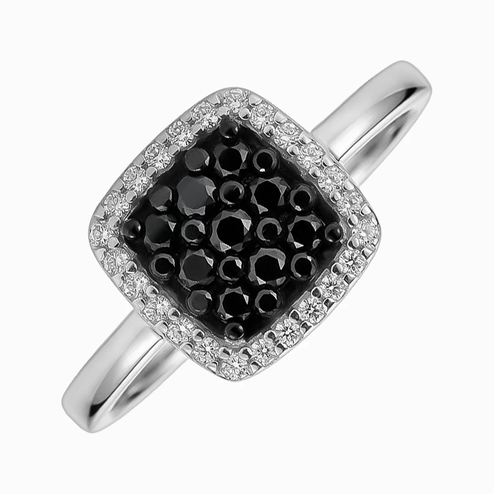 Золота каблучка з діамантами (арт. 208б.ч/б)