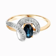 Золотое кольцо с бриллиантами с сапфиром (арт. 37R00345490-1.155-714)