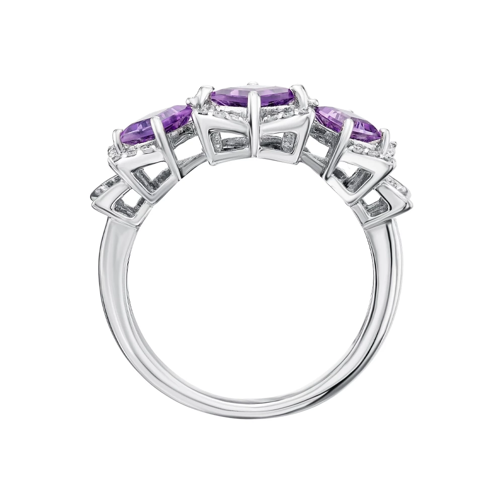 Золотое кольцо с бриллиантами с аметистом (арт. 910017893А-86-213-546)