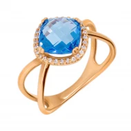 Золотое кольцо с топазом swiss blue (арт. 1191586101)