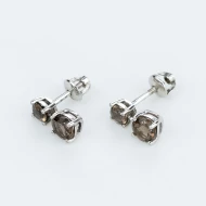 Серебряные серьги-пусети с кварцем дымчатым (арт. 2391/1р-QSMK)
