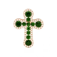 Золотой крестик с бриллиантом и изумрудом (арт. П283)