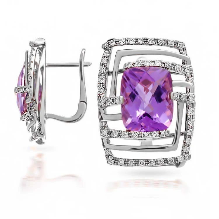 Золотi сережки з діамантами з аметистом (арт. RG-32143-12.200-2252)