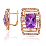Золотi сережки з діамантами з аметистом (арт. RG-32143-12.200-2252)
