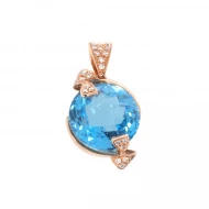 Золота підвіска з діамантом та топазом swiss blue (арт. RG-31892-12.200-979)