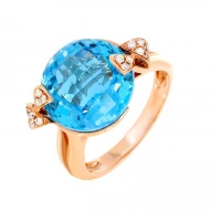 Золотое кольцо с бриллиантом и топазом swiss blue (арт. RG-31892-12.200-1126)