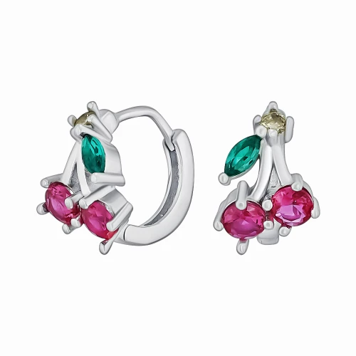 Срiбнi сережки-конго з фіанітом (арт. 9520458цв)