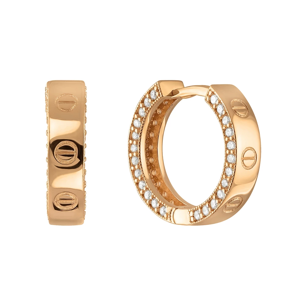 Золотые серьги-конго с фианитом (арт. 380390)