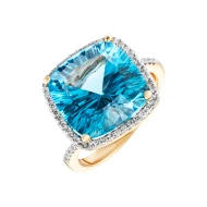 Золотое кольцо с бриллиантом и топазом swiss blue (арт. E16322-9-200-1555-13208)