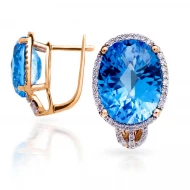 Золотi Сережки з діамантом та топазом swiss blue (арт. E15725-9.200-1963)