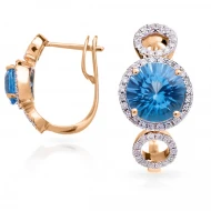 Золотi Сережки з діамантом та топазом swiss blue (арт. E16226-9.200-1896)