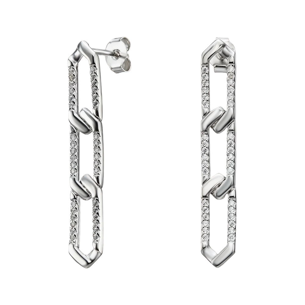 Срiбнi сережки-пусети з фіанітом (арт. 520866б)