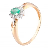 Золота каблучка з діамантами зі смарагдом (арт. 880217-б/см1)