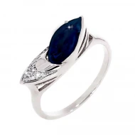 Золота каблучка з діамантами з сапфіром (арт. 11370)