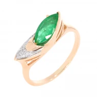 Золота каблучка з діамантами зі смарагдом (арт. 11370)
