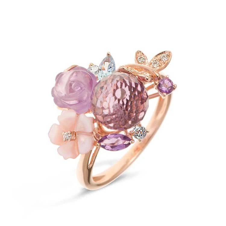 Золотое кольцо с бриллиантами с аметистом (арт. 11-R28348В)