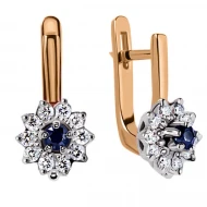 Золотi сережки з діамантами з сапфіром (арт. 702-088с)