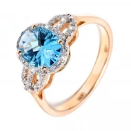 Золотое кольцо с бриллиантами с топазом swiss blue (арт. E20079-9.200-950)