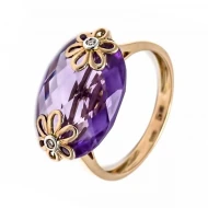 Золота каблучка з діамантами з аметистом (арт. 119726-11.200-699)