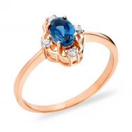 Золотое кольцо с топазом london blue (арт. 140676ПлГ)