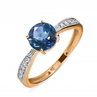 Золотое кольцо с топазом london blue (арт. 112-778)