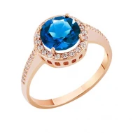 Золотое кольцо с топазом london blue (арт. 1190021101)