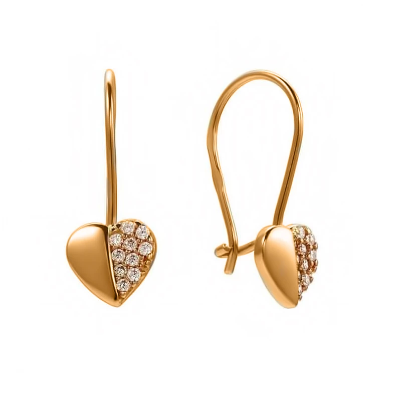 Золотi Сережки з фіанітом/куб.цирконіем (арт. ДС056и)