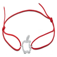 Серебряный шнурок на руку с куб.окс.циркония (арт. 46049 Красный)