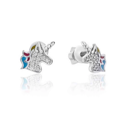 Срiбнi сережки-пусети з емаллю (арт. 82786э)