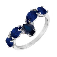 Серебряное кольцо с сапфиром синим гидротермальным (арт. 1344/1р-HSPH)