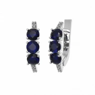 Серебряные Серьги с сапфиром синим гидротермальным (арт. 2933/9р-HSPH)