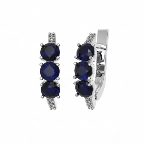 Серебряные Серьги с сапфиром синим гидротермальным (арт. 2933/9р-HSPH)