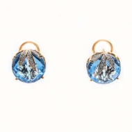 Золотые серьги с бриллиантом и топазом swiss blue (арт. Q706GAC4YX-10.155-1870)