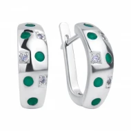 Срiбнi Сережки з агатом зеленим (арт. ECzAgt-6136-Ag_K)