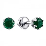 Срiбнi сережки-пусети з агатом зеленим (арт. 2090/9p-GAG)
