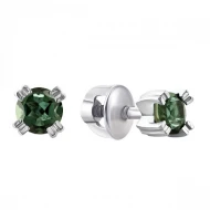 Срiбнi сережки-пусети з кварцом зеленим білим (арт. 2136/9p-QGR)