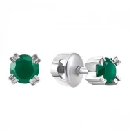 Срiбнi сережки-пусети з агатом зеленим (арт. 2136/9p-GAG)