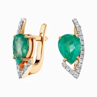 Золотые серьги с бриллиантами с изумрудом (арт. 22045)