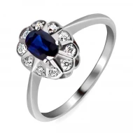 Золота каблучка з діамантами з сапфіром (арт. 701-185c^)