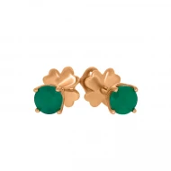 Золотi сережки-пусети з агатом зеленим (арт. 213-1760)
