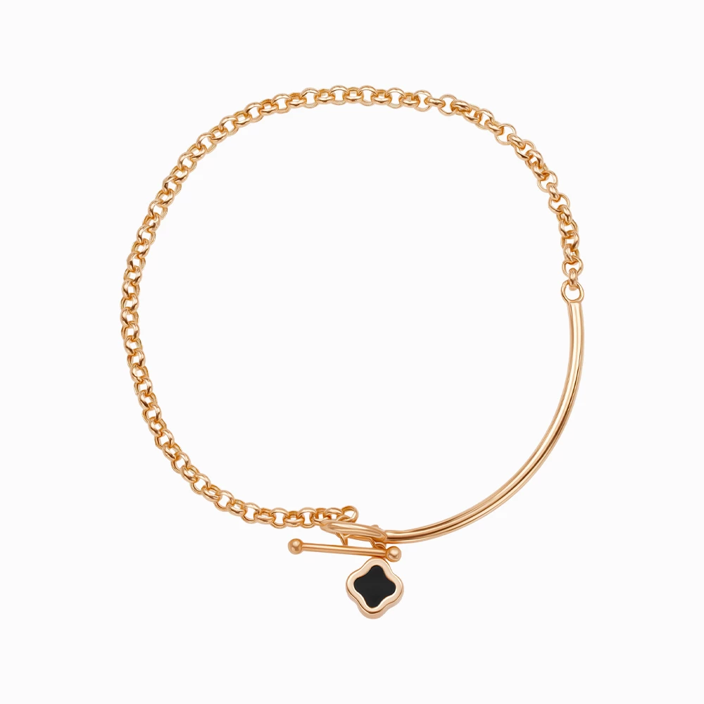 Золотой Браслет с ониксом плетение Фантазийное (арт. 2010174о)