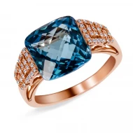 Золотое кольцо с бриллиантами с топазом swiss blue (арт. RG-30297-12.200-1441)